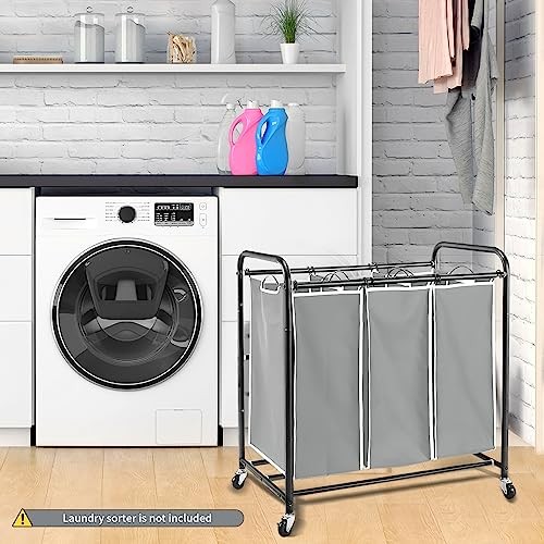 3 Bag Laundry Sorter Replacement Bags with 6 Handles, 3 Pack Large Hamper