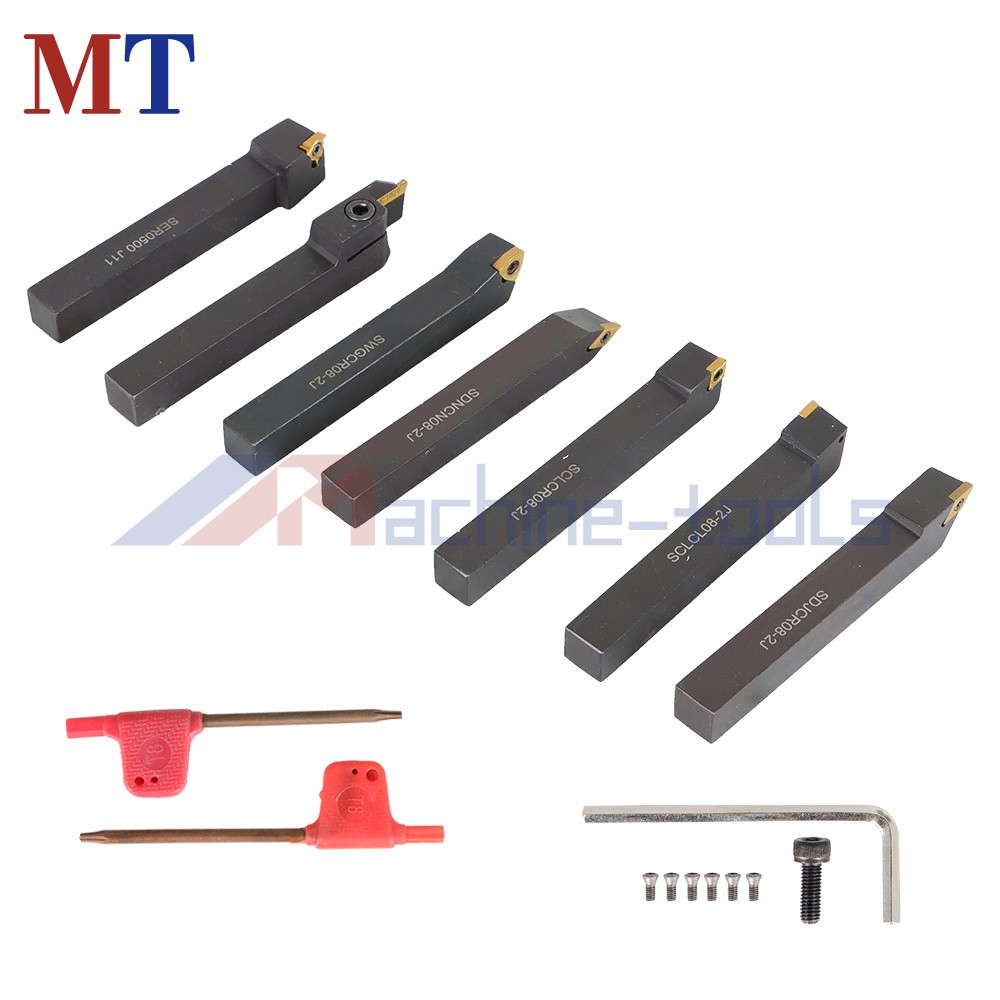 1/2"7x Carbide Indexable Turning Tool Lathe Tool Bit Thread Insert+Holder Kit