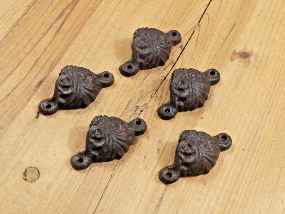 5 CAST IRON BROWN CUP PULLS DRAWER CABINET BIN HANDLES RUSTIC *DIFFERENT COLORS*