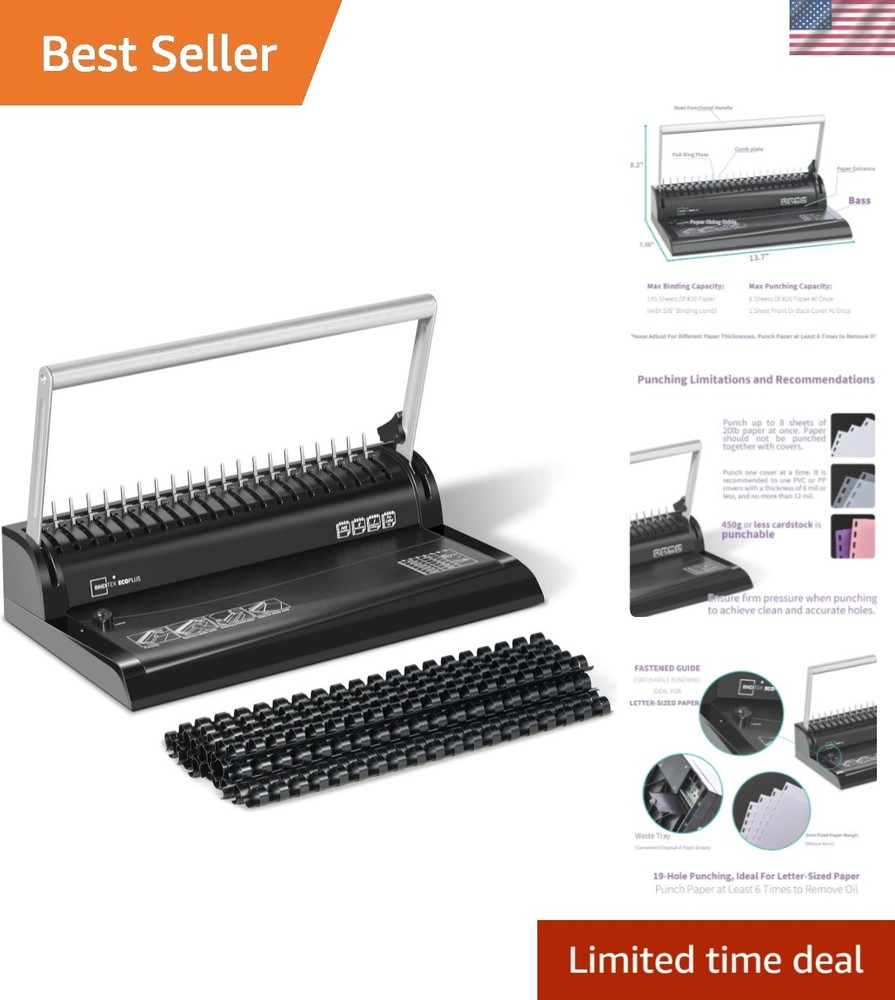 User-Friendly Comb Binder – Punch and Bind 145 Sheets with 30 Combs Included