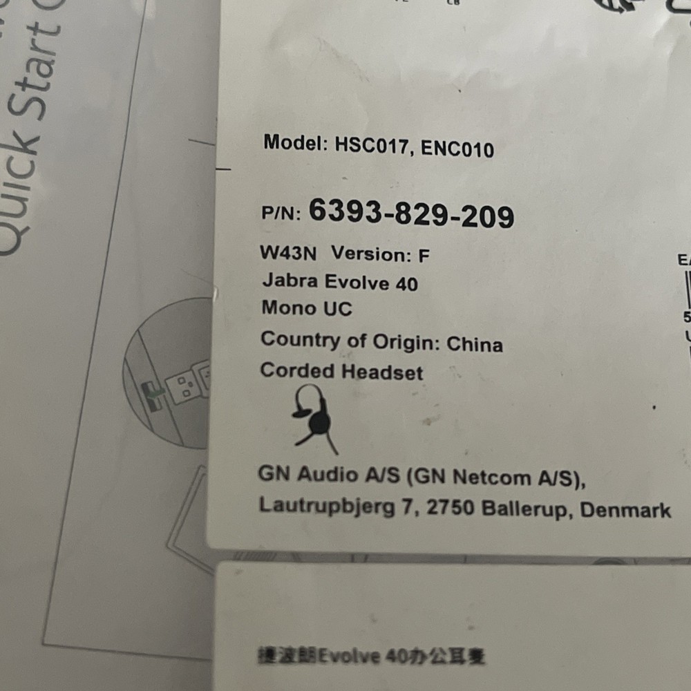 Jabra Evolve 40 Mono Black Headband Headsets