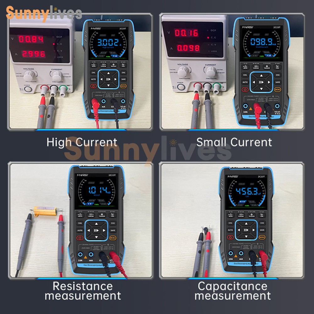 FNIRSI 2C23T+P6100 Digital LCD Oscilloscope Multimeter Function Signal Generator