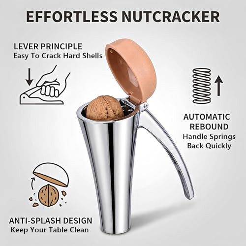 Nut Cracker Heavy Duty Nutcracker Tool with Splash-Proof Lid, Long Lever