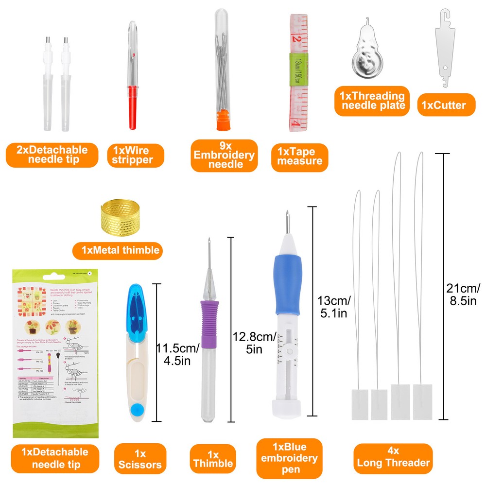 DIY Punch Needle Magic Embroidery Pen Set Stitching Thread Tool 100 Color Thread