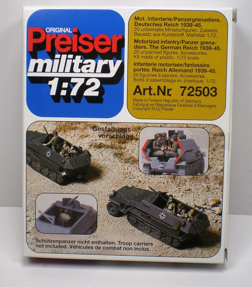 1/72 Scale German WWII Panzer Grenadier Infantry, Preiser