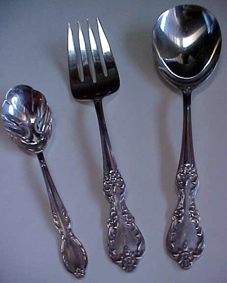 Rogers Serving Spoon Meat Fork Scalloped Slotted Spoon