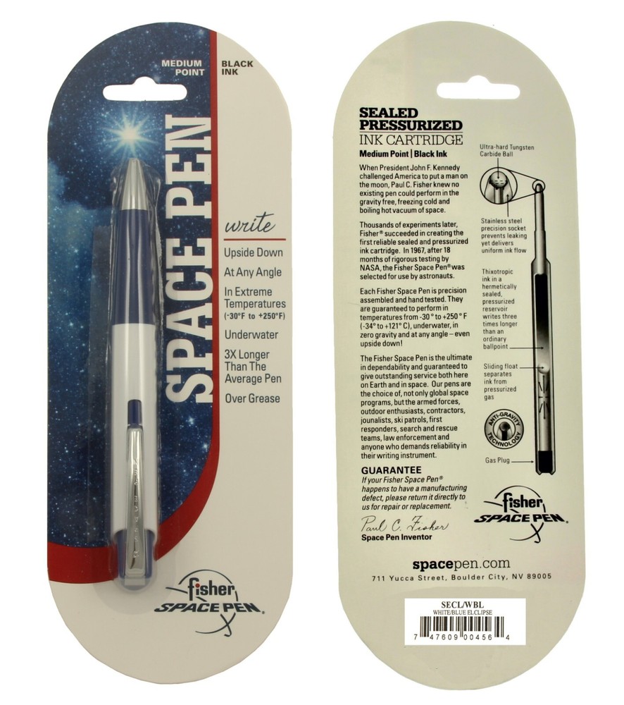 Fisher Space Pen #SECL/WBL White & Blue Eclipse Retractable Carded Ballpoint