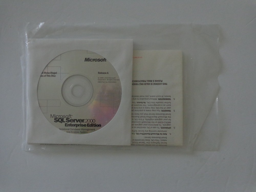 Microsoft SQL Server™ 2000 Enterprise Edition(New ! sealed CD +Key Code +25 CAL)