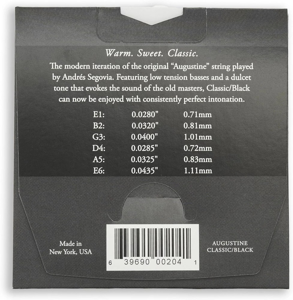 AUGUSTINE BLACK CLASSIC NYLON LOW TENSION CLASSICAL GUITAR STRING SET