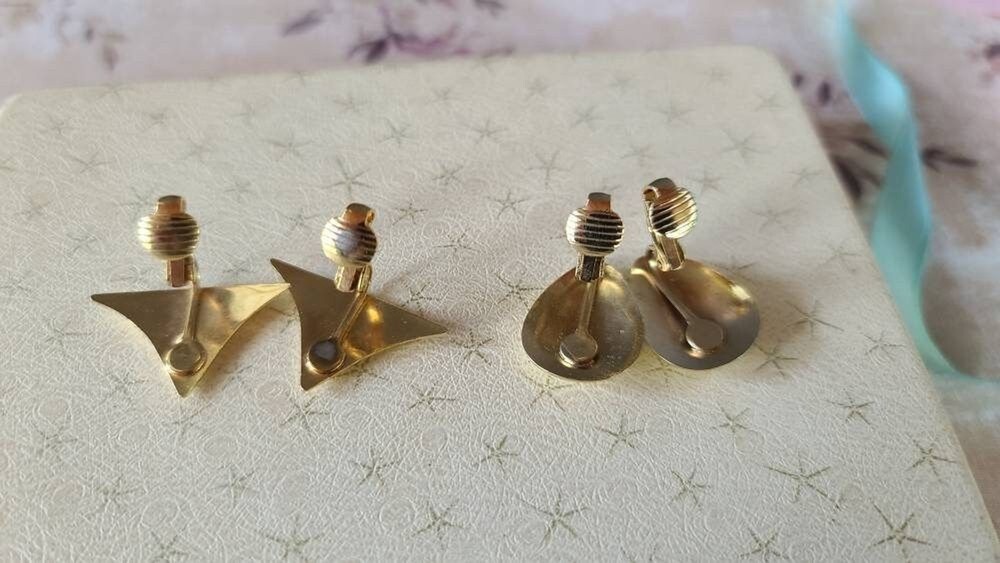 Beige Enamel Clip-on Earrings