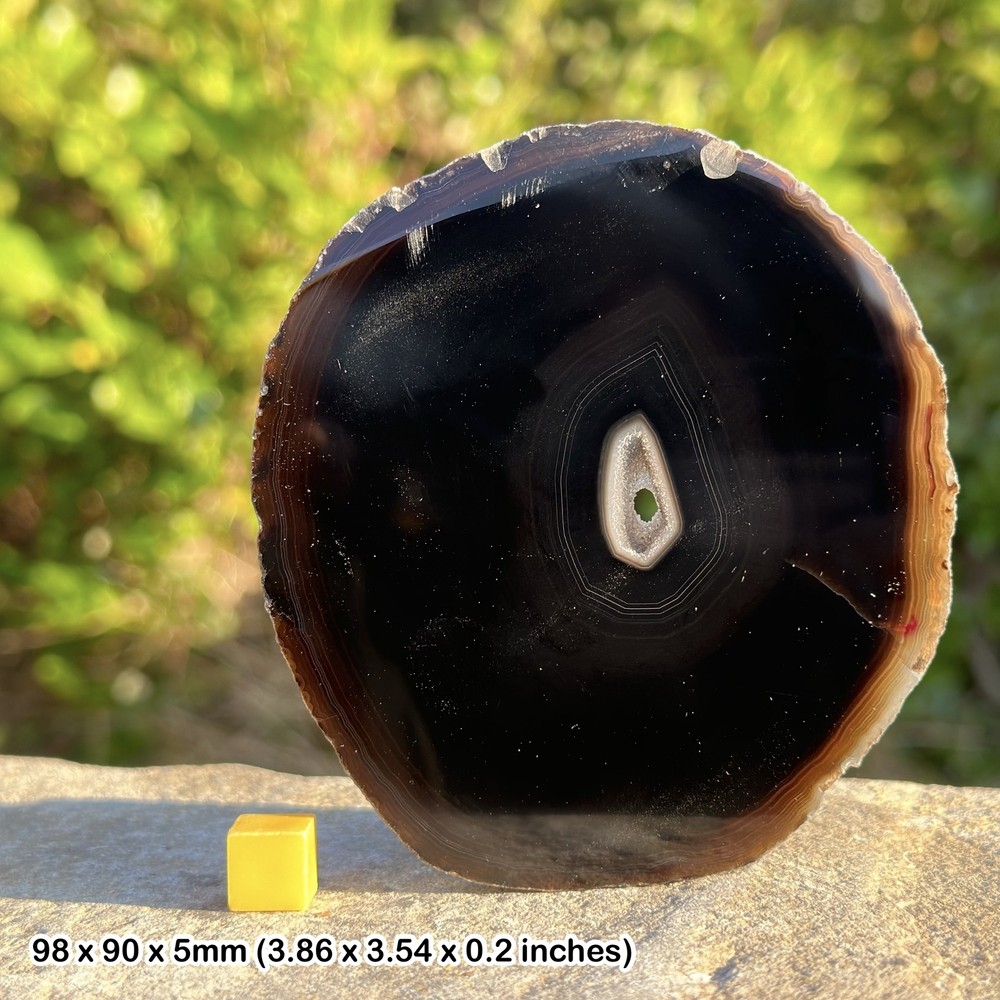 Agate Slice (Black) - Authentic Healing BLACK Crystal Stone CERTIFIED