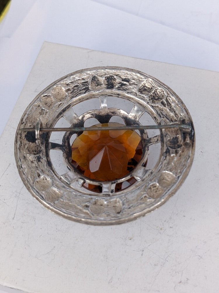 Scottish large white metal brooch pin