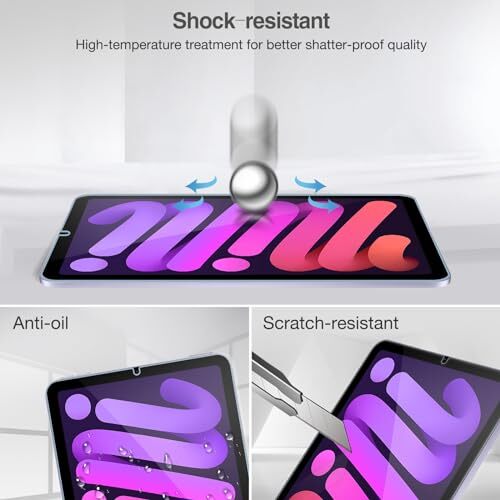 2 Pack Screen Protector for iPad Mini 6th Generation + 2 Pack Camera Purple