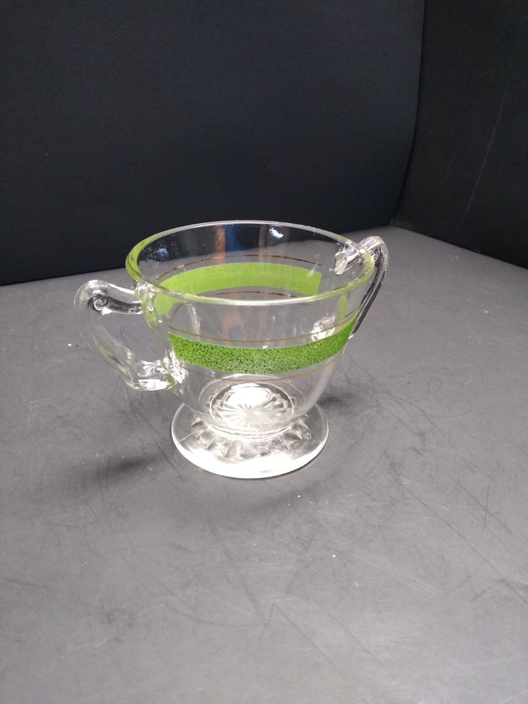 Kent Glass Green Stripe Sugar Bowl
