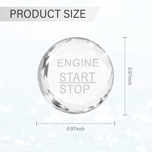 Bling Push Start Button Cover,Crystal Rhinestone Start Button Silver Engine