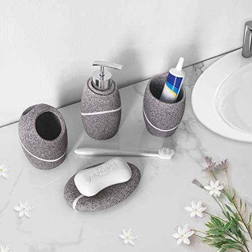 Bathroom Accessory Set,4 Pieces Bathroom Decor Accessories Complete Set Granite