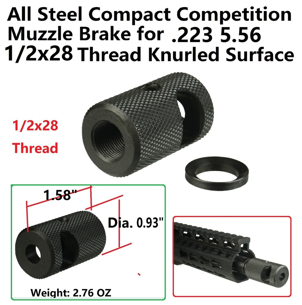 All Steel Compact Muzzle Brake Compensator Both Knurled and Smooth Finish