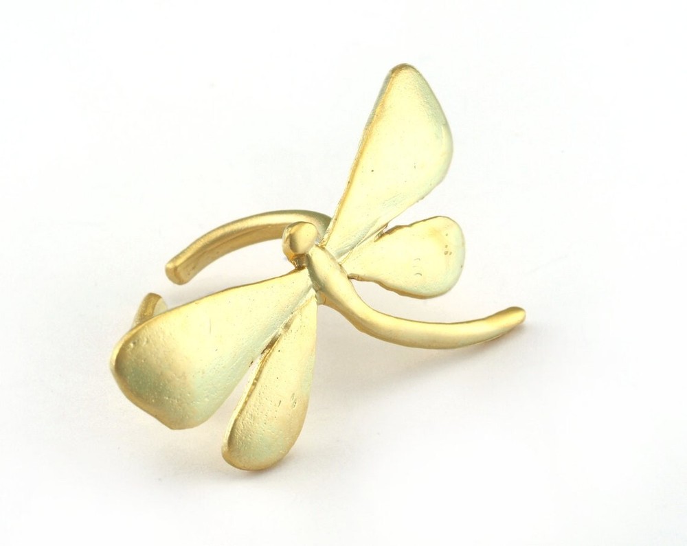 Dragonfly Ring Adjustable Ring Matte Gold Plated Brass (16mm 5US inner size)3073