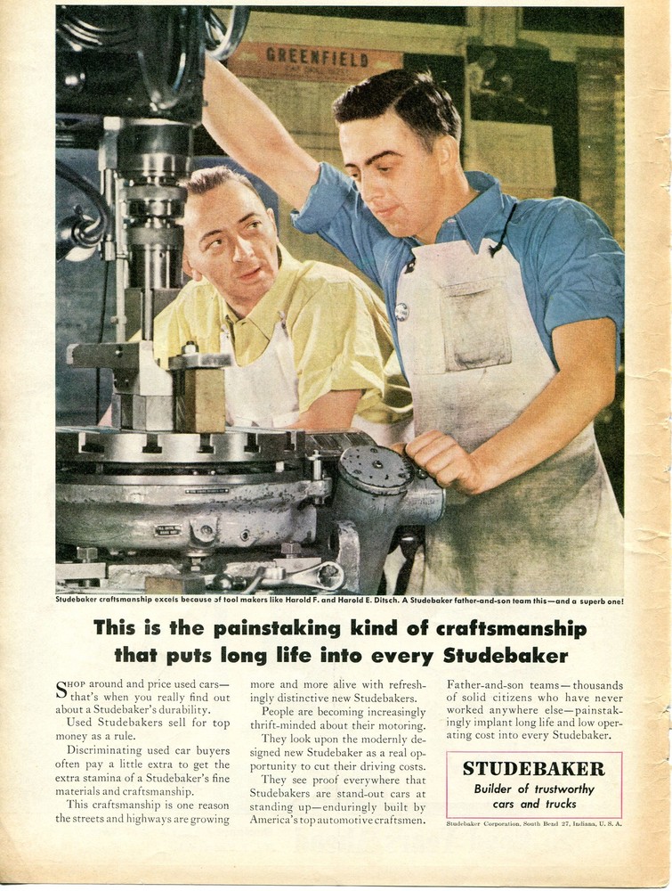 1950 Studebaker Father & Son Tool Makers Print Ad
