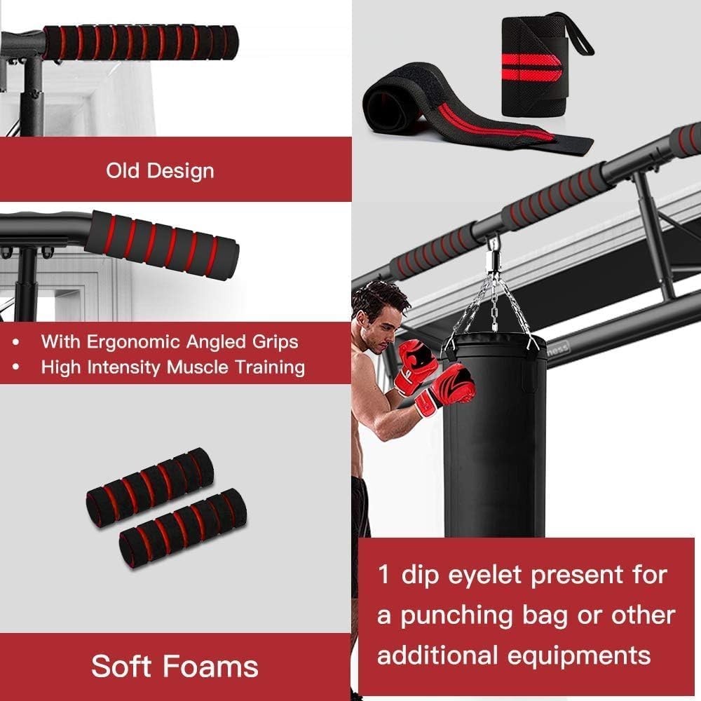 Space-Saving Folding Pull Up Bar with Adjustable Angled Grip - 2024 Upgrade