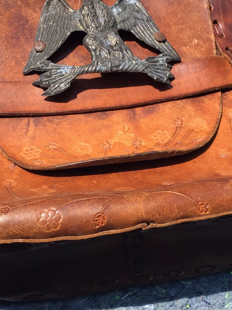 Vintage 24.5in Hand Tooled Leather Purse *RARE*