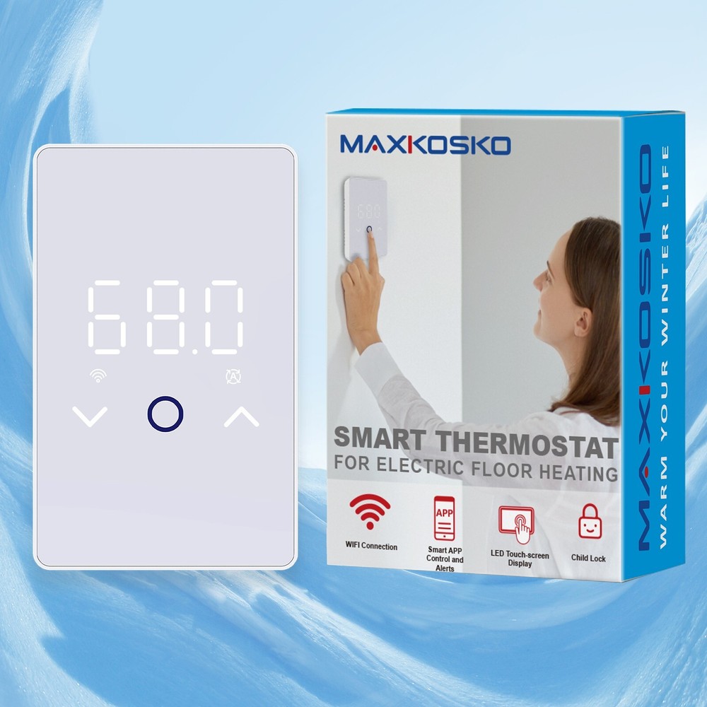MAXKOSKO WiFi Touchscreen Programmable Thermostat for Electric Floor Warming