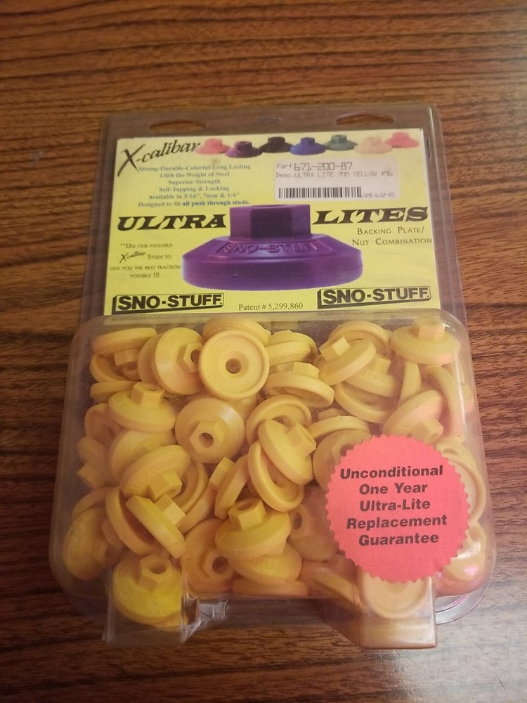 Sno-Stuff Ultra Lite Snowmobile Track Stud Backing Plate 7mm 96 Pack Yellow