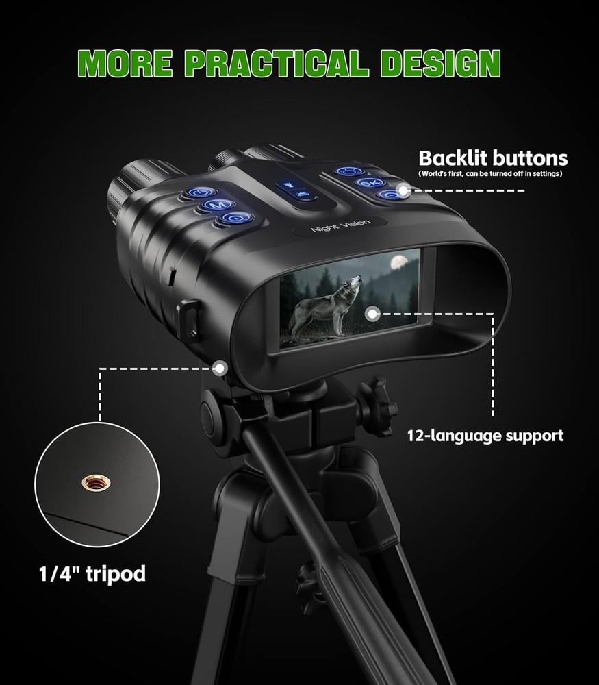 Advanced Tactical Night Vision Binoculars - 3 Modes, 32GB Storage Included