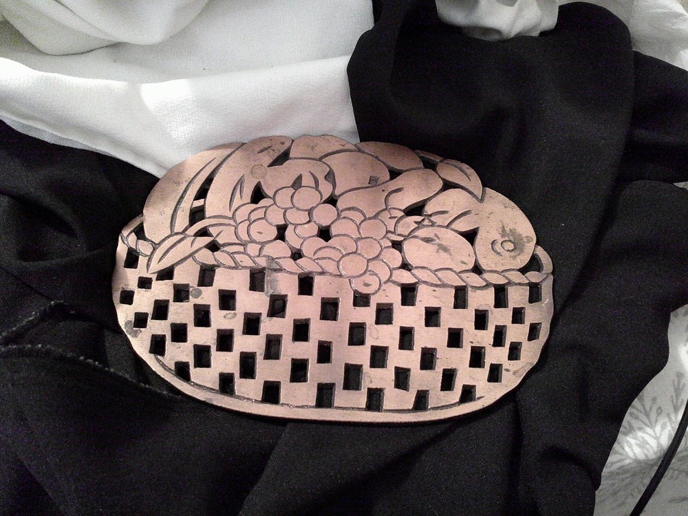 Vintage Fruit Basket Copper Decor Piece