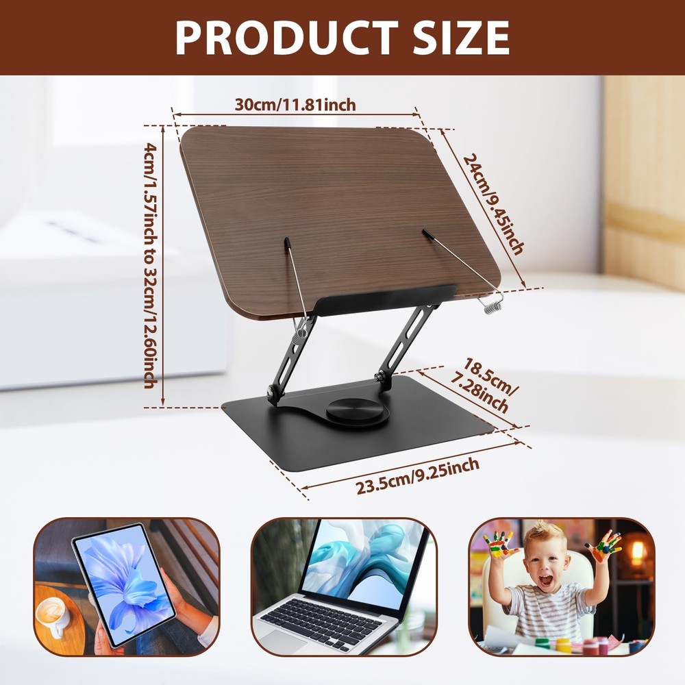 Book Stand 360° Rotating Adjustable Book Holder Multifunctional Foldable Cook...