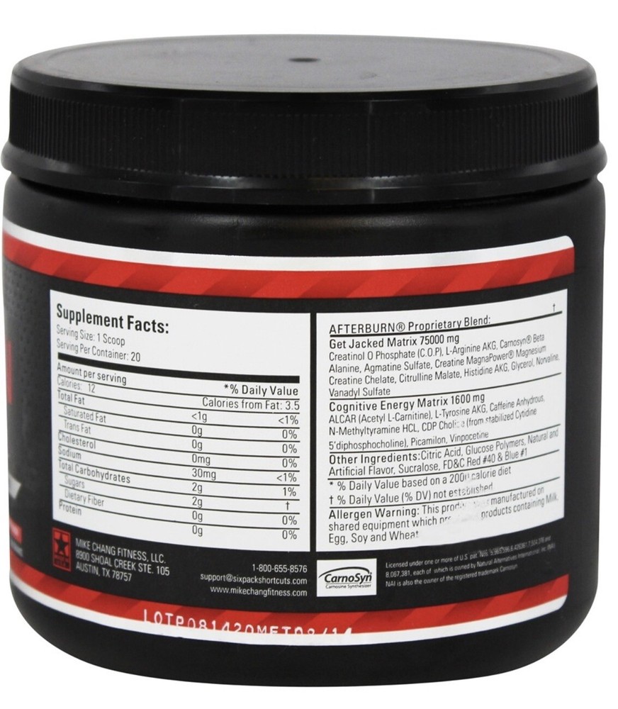 MIKE CHANG'S AFTERBURN FUEL PRE-WORKOUT (From SixpackShortcuts, Discontinued)