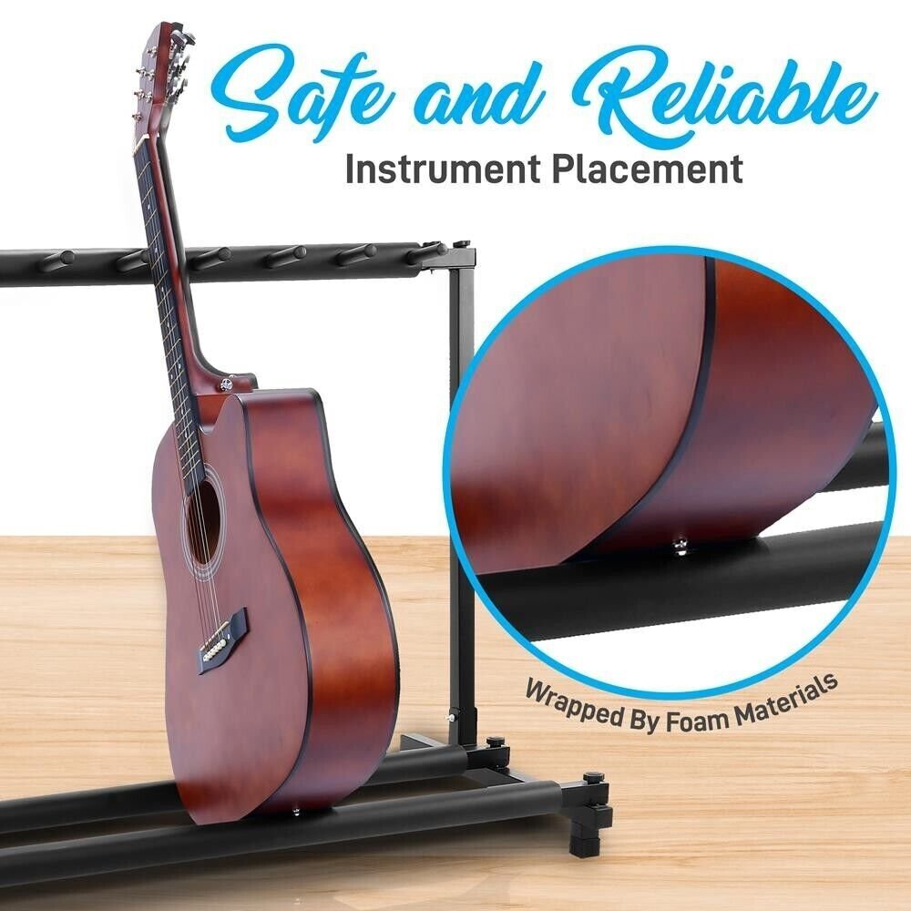 PYLE 9-Space Foldable Guitar Rack stand - Multi-Instrument Floorstand Guitar