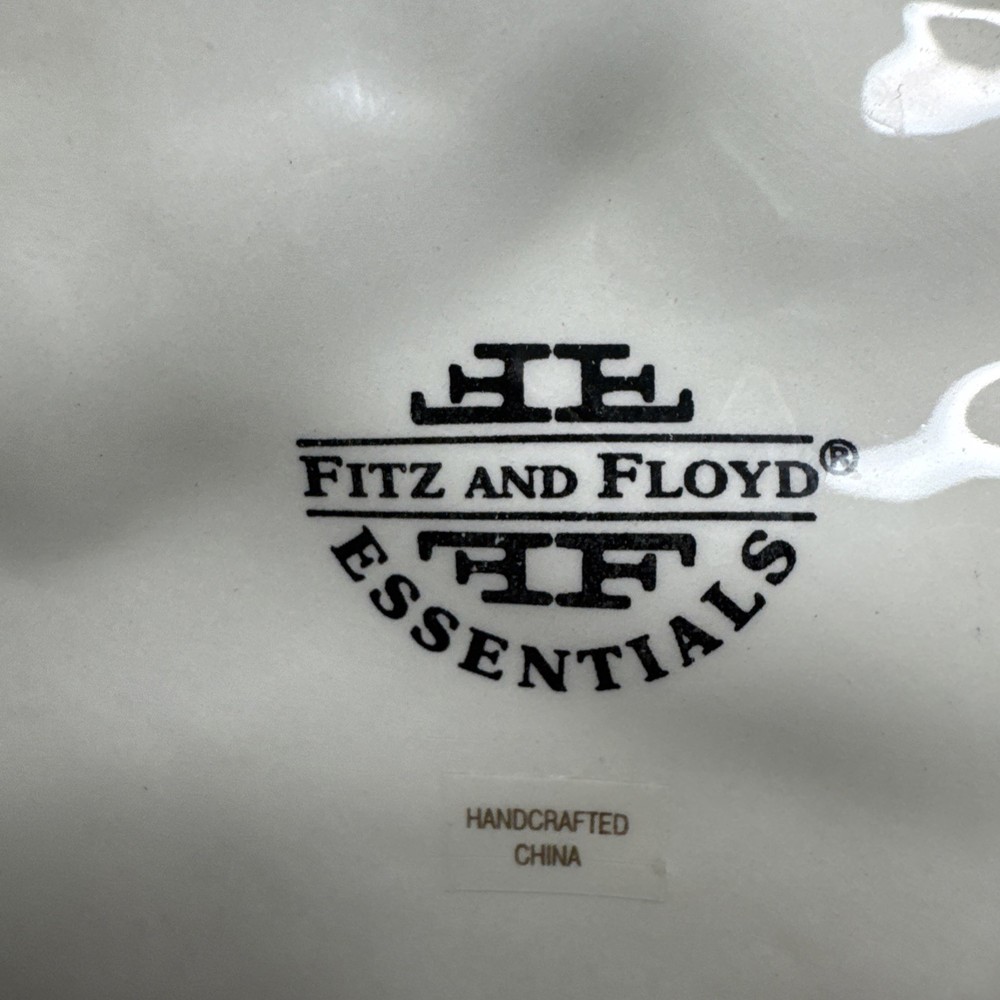Fitz and Floyd Essentials Botanical Bunny 16" Platter w/ Handles Handpainted EUC