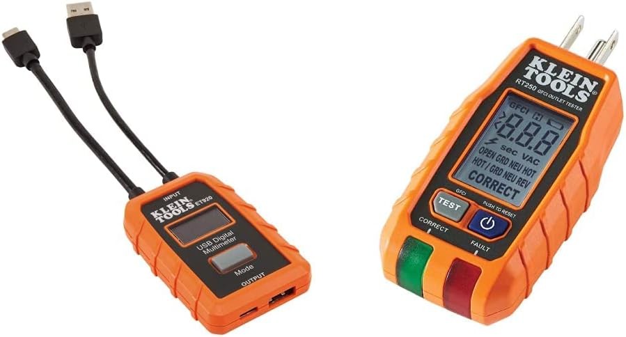 Klein Tools USB Power Meter + GFCI Outlet Tester Bundle