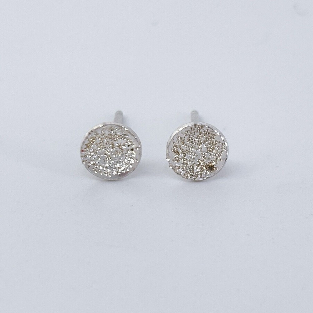 Vintage Sterling Silver 925 Textured Concave Round Stud Earrings