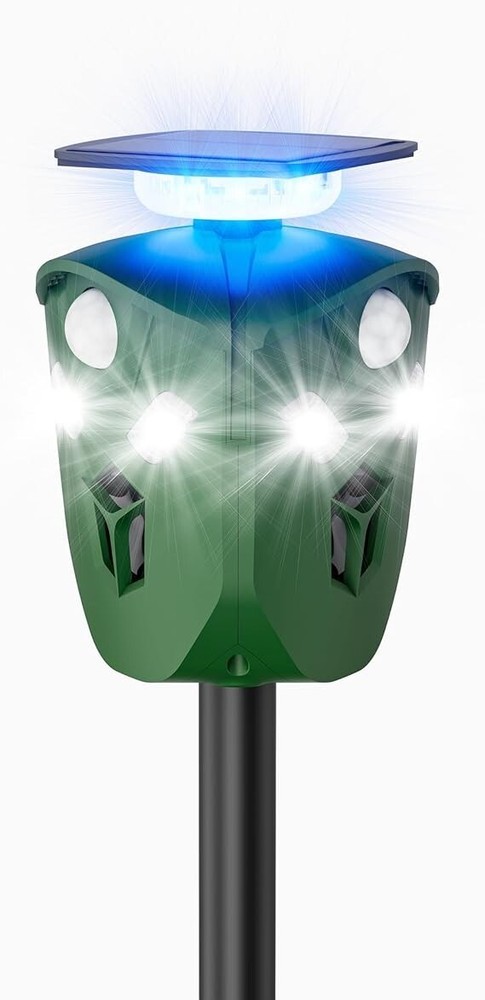 Ultrasonic Solar Powered Deer Repellent Device with PIR Motion Sensor