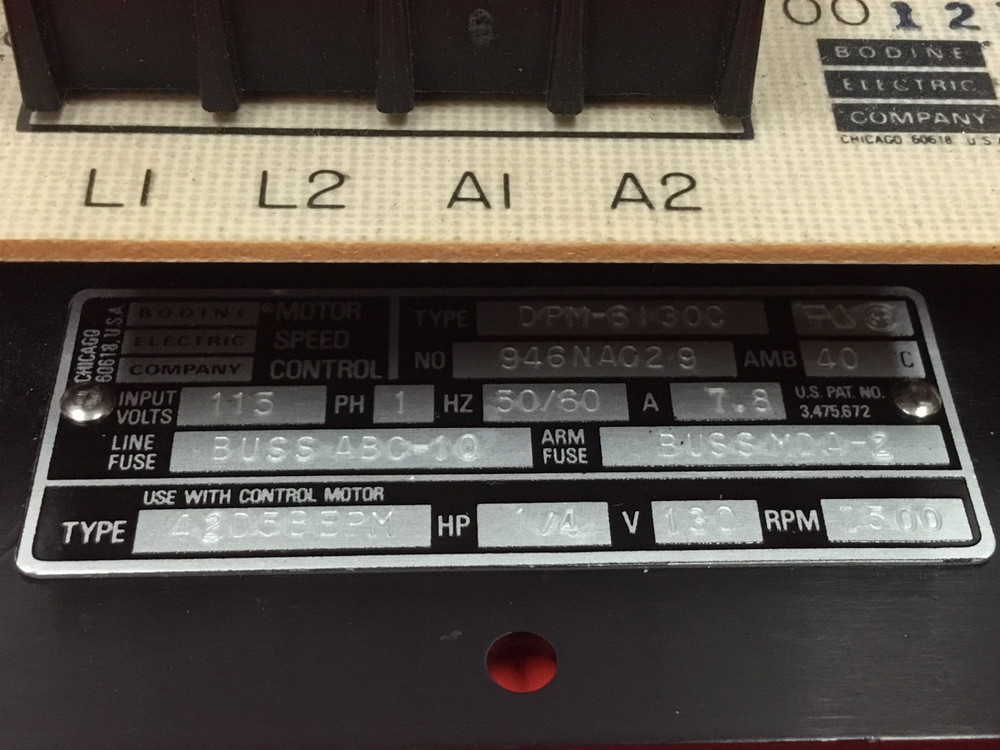 Bodine Electric - Type DPM-6130C - Speed Control Board
