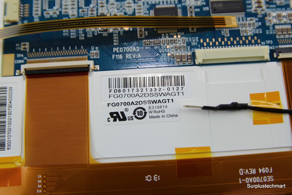 FG0700A2DSSWAGT1 7" SCREEN DISPLAY PE0700A2 F116 REV:A SE0700A0-1
