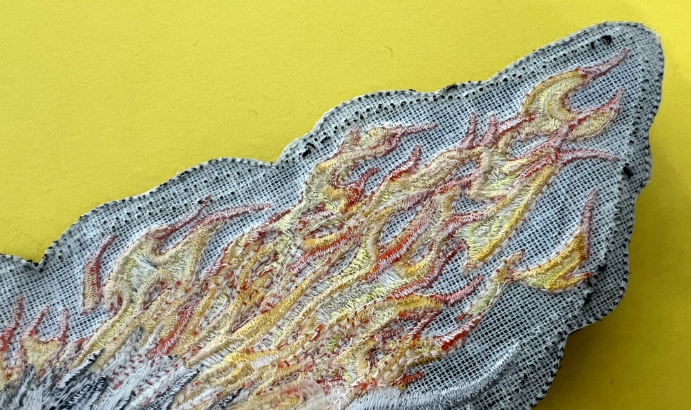 FIRE and EAGLE Patch 4.5"x11.75" ~ Bird Fire ~ Iron On or Stitch