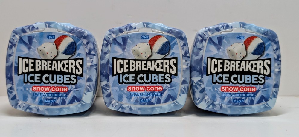 3x Ice Breakers Flavored Gum Ice Cube Snow Cone Bottle Pack - 3.24oz