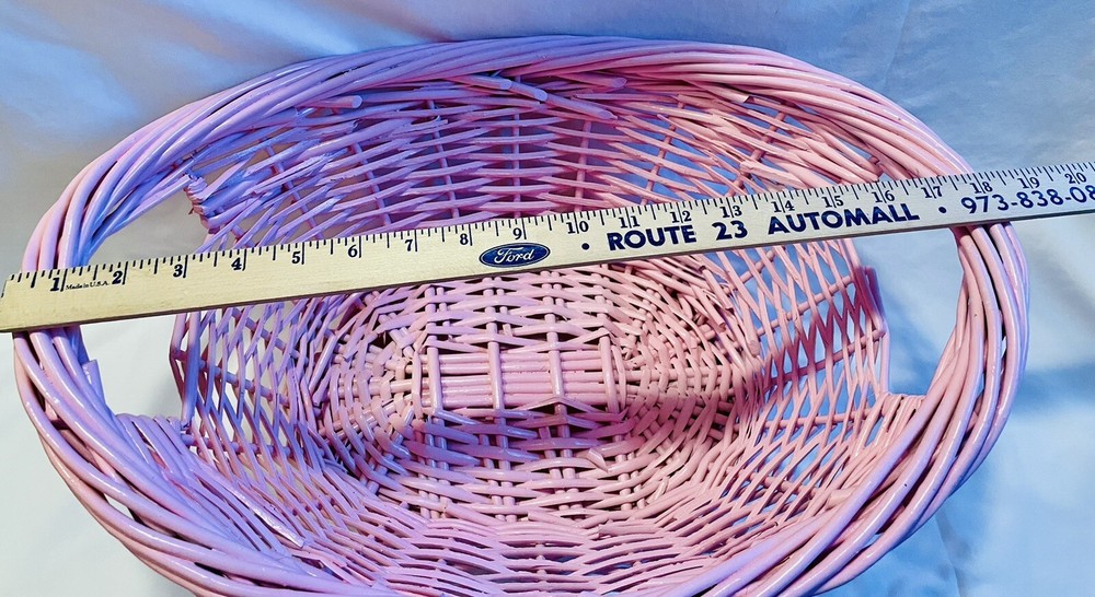 Oval Willow Pink Basket Wicker Easter Woven Tabletop Fruit Kitchen Decorative XL