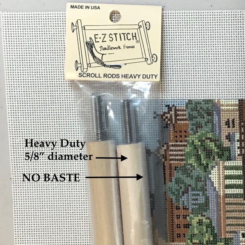 Needlework Scroll Frame E-Z Stitch 22" pair scroll rods no baste Heavy Duty