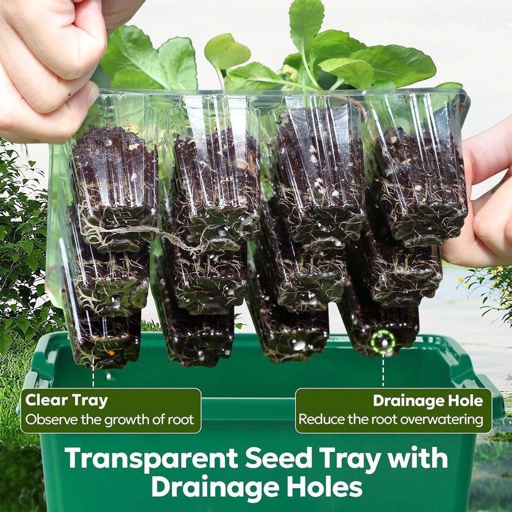 Seed Starter Kit with Grow Light, Elevated Seedling Tray Kit with Adjustable ...