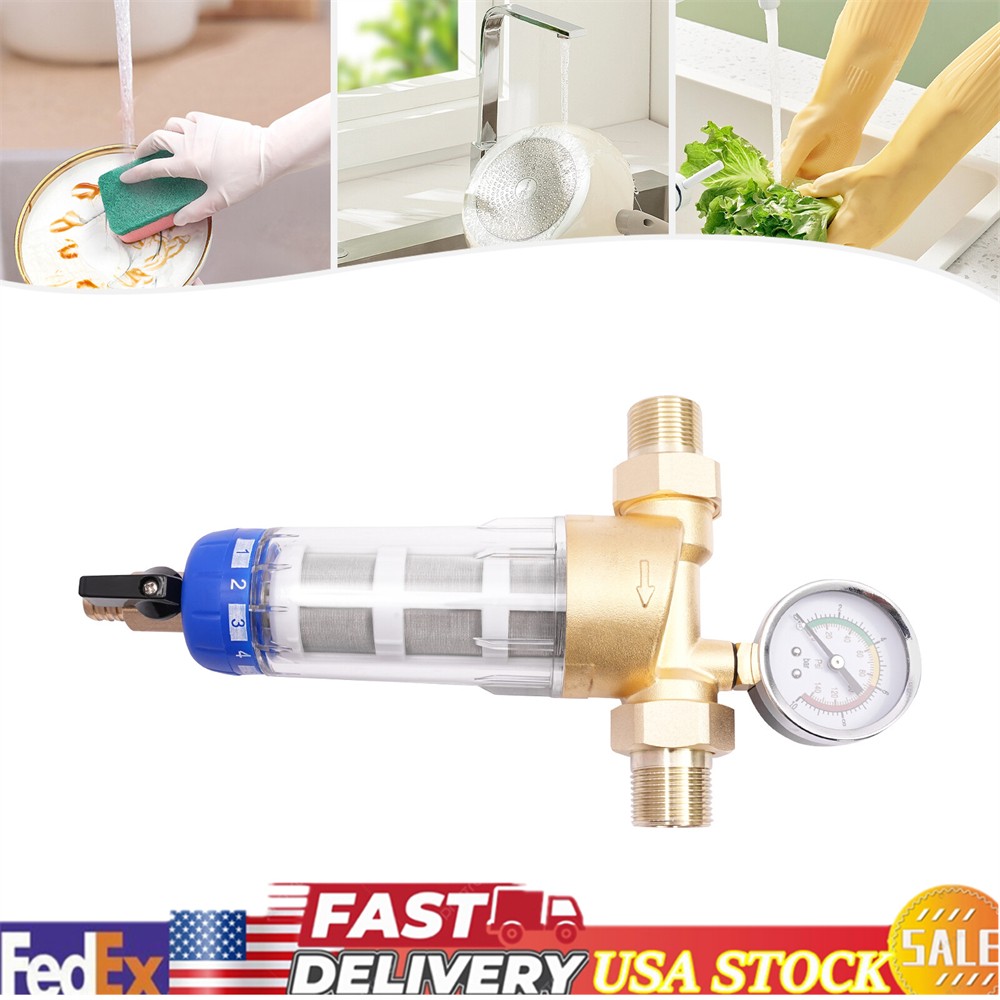 1/2 Home Reusable Sediment Water Filter Spin Down Mesh System Hot Water Filter