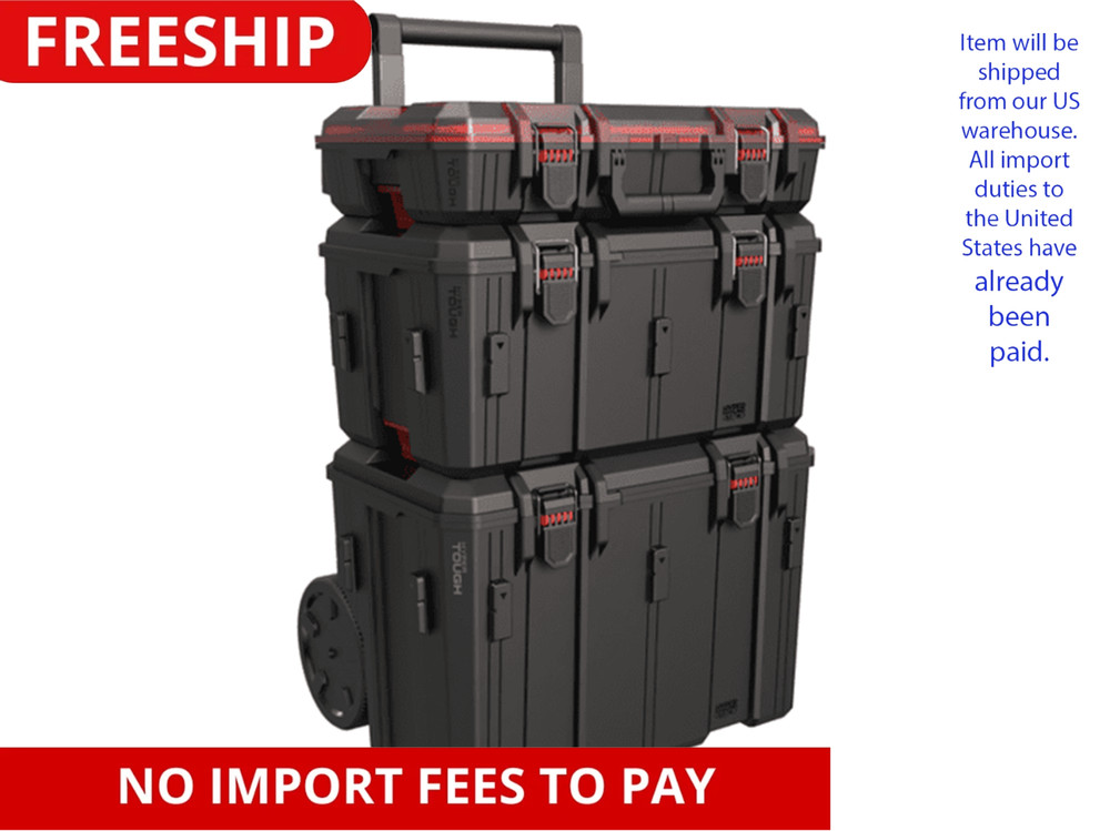 Hyper Stack Heavy Duty 3 Piece Modular Rolling Toolbox System, Black