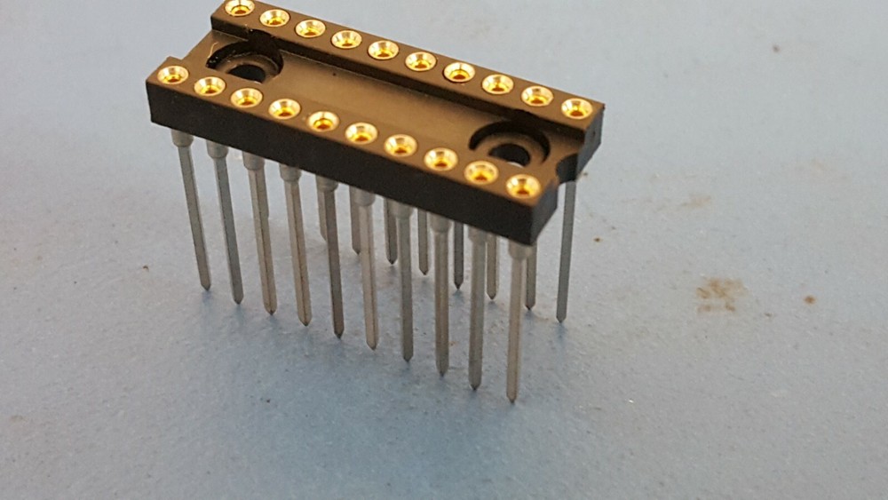 IC SOCKET, 20 PIN DIP SOCKET, WIRE WRAP, Screw Machine, Tin, Gold, 4 Pcs