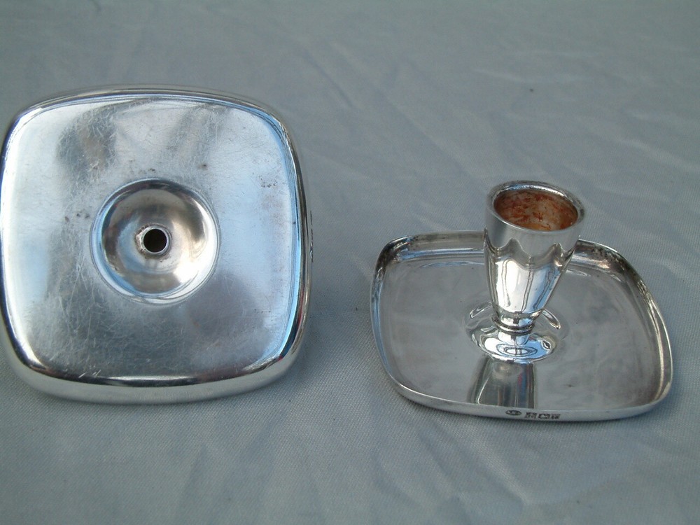 A.E. Jones Pair of Sterling Silver Candlesticks. Birmingham 1973