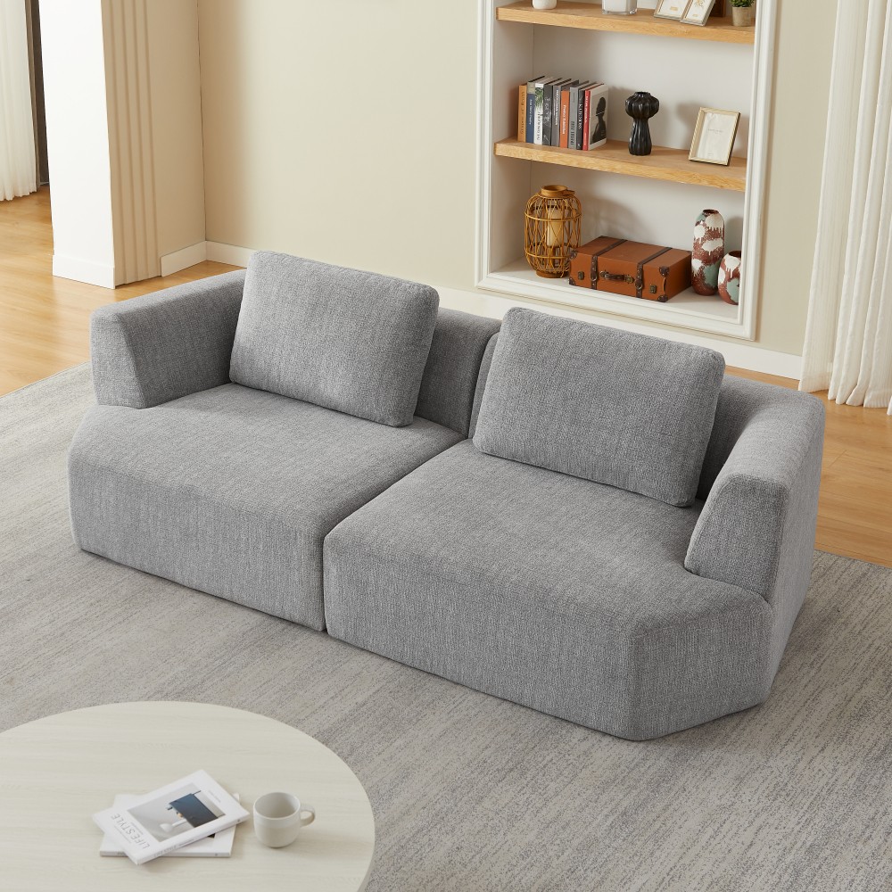 Oversized 3-Seater Chenille Sofa, Floor Couch, No Assembly, Space Saving