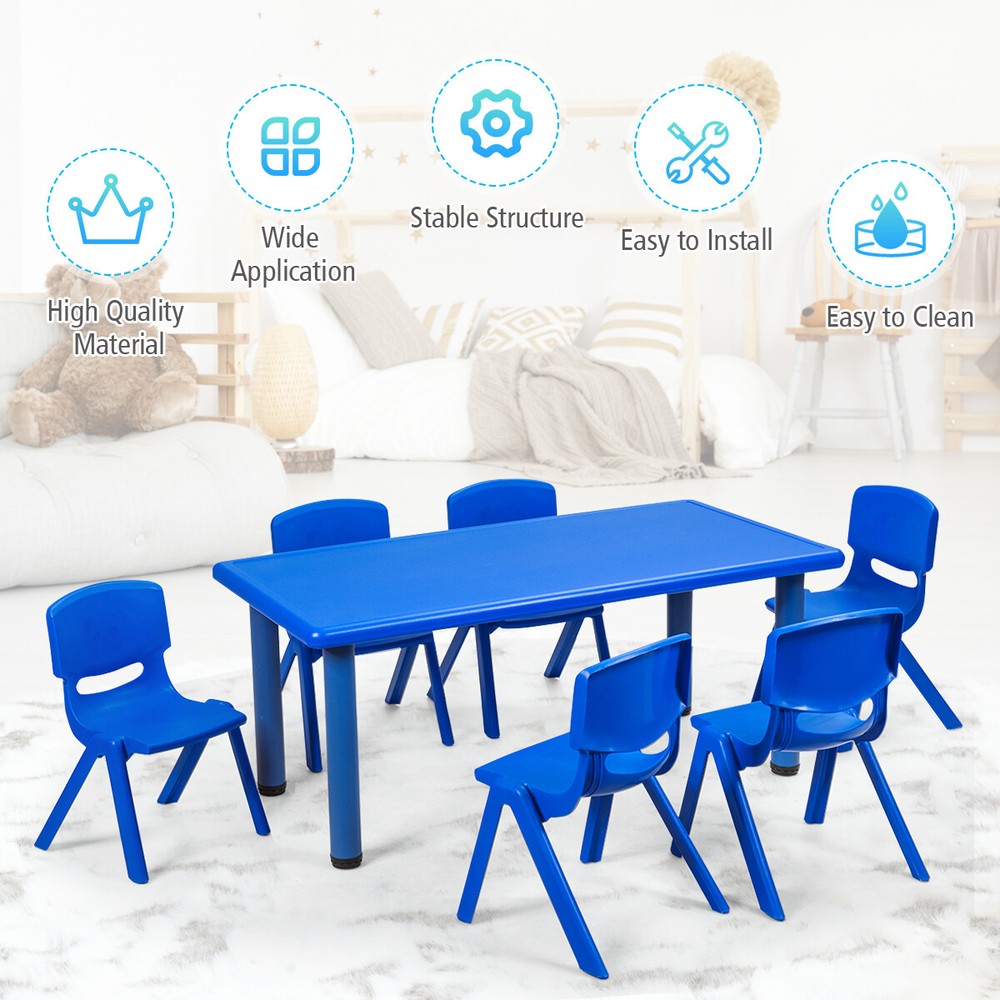 Topbuy 6 PCS Plastic Kids Chair Modern Stackable Learning Chairs Red/Blue