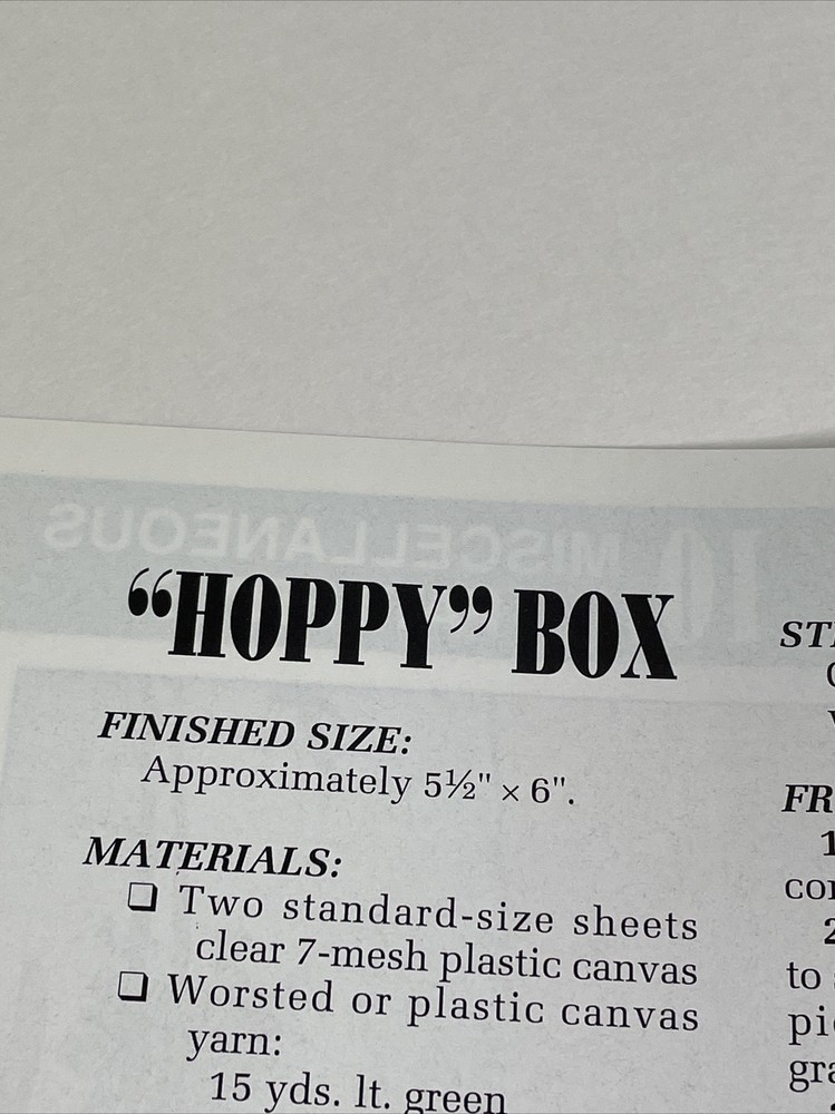 Annie's Attic Hoppy Box Storage Frog Plastic Canvas Pattern